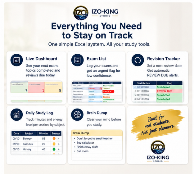 The Study Start \u2014 ADHD-Friendly Exam & Revision Tracker (Excel Template)