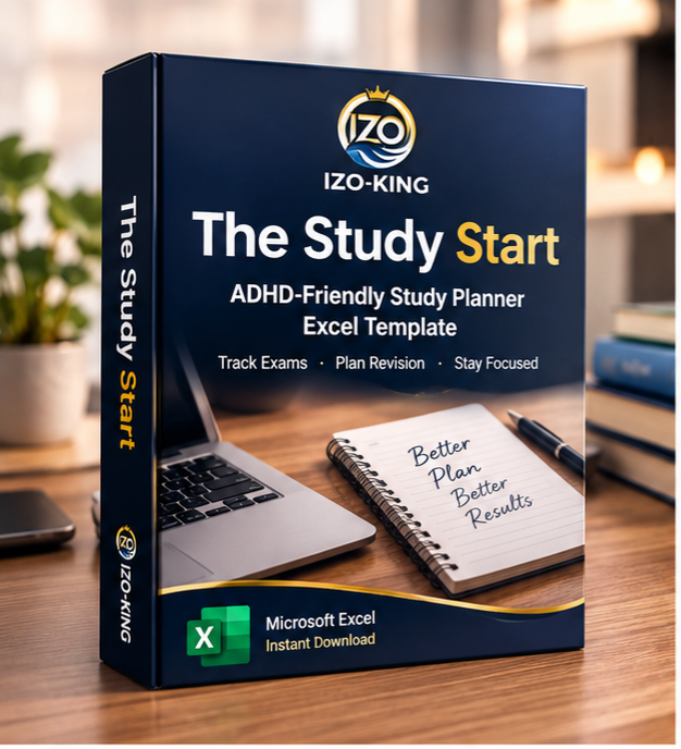 The Study Start \u2014 ADHD-Friendly Exam & Revision Tracker (Excel Template)